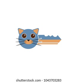 Cat Key Logo Icon Design 