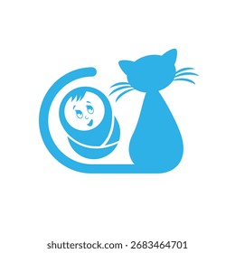 cat kid abstract logo modern style