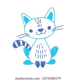 Cat as Kids Doodle Simple Hand Drawn Element Vector Illustration