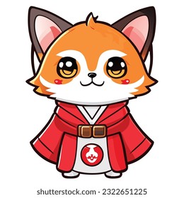 A cat in a kimono for a transparent background