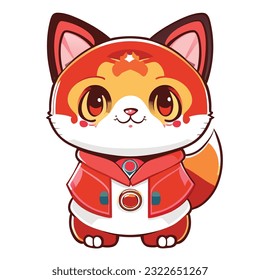 A cat in a kimono for a transparent background