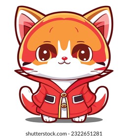 A cat in a kimono for a transparent background