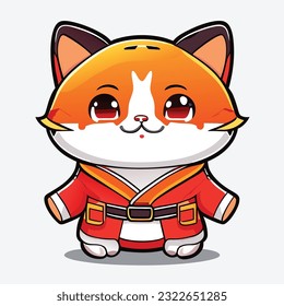 A cat in a kimono for a transparent background