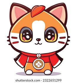 A cat in a kimono for a transparent background