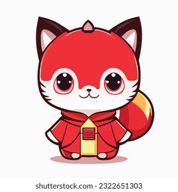 A cat in a kimono for a transparent background