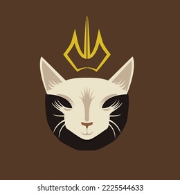 Cat king Cartoon Vector Illustration. Animal Object Icon Concept Isolated Premium Vector. Flat Cartoon Style