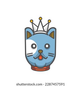 Cat king head cartoon logo