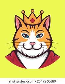 Ilustração do design do logotipo do mascote do rei do gato