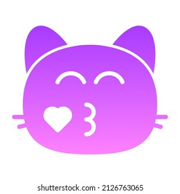 cat kissing Glyph Gradient icon design