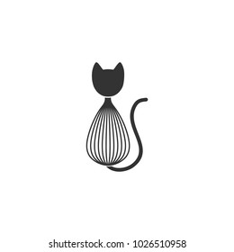 Cat and kitchen tool vector illustration