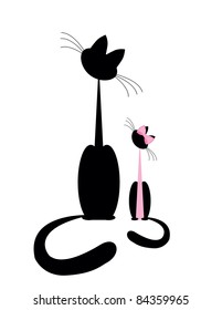 a cat with a kitten