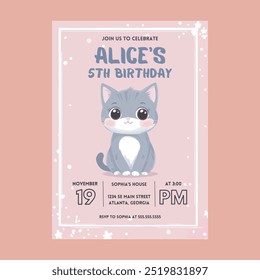 Cat Kitten Birthday Party Invitations