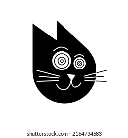 Cat kitten black and white icon silhouette