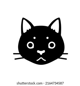 Cat kitten black and white icon silhouette