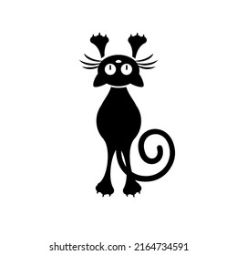 Cat kitten black and white icon silhouette