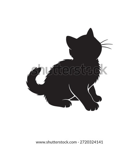 Cat kitten black and white icon silhouette vector design on white background