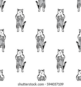 Cat kitten Calico Seamless pattern vector