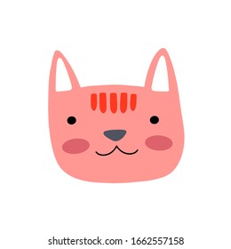 Cat or kitten character design. Cute cartoon animal vector illustration. Abstract icon for baby posters, art prints, fashion apparel or stickers.