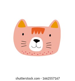 Diseño de caracteres gatos o gatitos. Dibujo de dibujos animados de tipo animal vectorial. Icono abstracto para carteles de bebés, huellas de arte, ropa de moda o pegatinas.