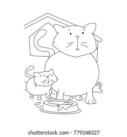 Cat and kitten coloring page