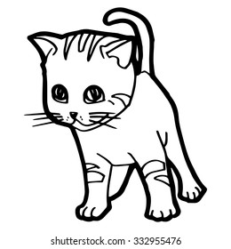 Cat and kitten Coloring Page for kid vector