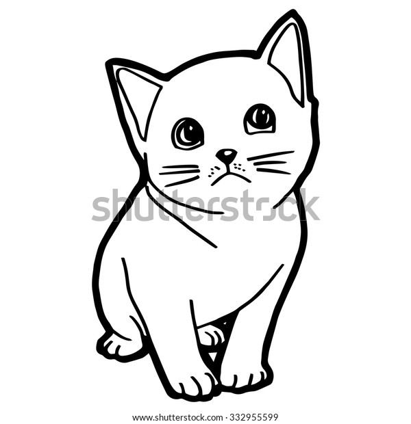 Cat Kitten Coloring Page Kid Stock Vector (Royalty Free) 332955599