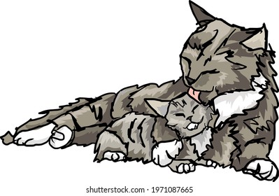 Cat and kitten design element