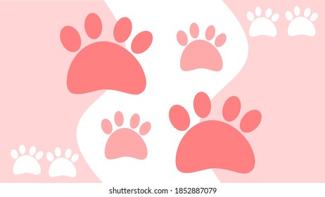 cat and kitten footprints. vector illustration background. shades of pink. suitable for pet-themed hobbies and affection designs