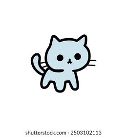 Cat kitten icon. Cute kitty funny. Contour line doodle. Happy emotions. Cartoon kawaii baby character. Sticker print. Childish style colorful. Flat design. White background. Vector