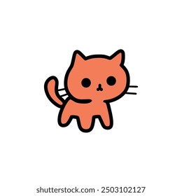 Cat kitten icon. Cute kitty funny. Contour line doodle. Happy emotions. Cartoon kawaii baby character. Sticker print. Childish style colorful. Flat design. White background. Vector