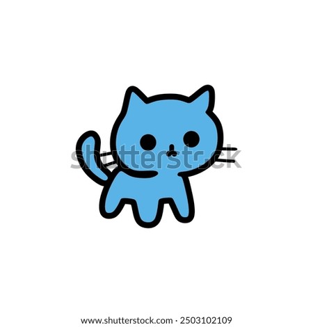 Cat kitten icon. Cute kitty funny. Contour line doodle. Happy emotions. Cartoon kawaii baby character. Sticker print. Childish style colorful. Flat design. White background. Vector