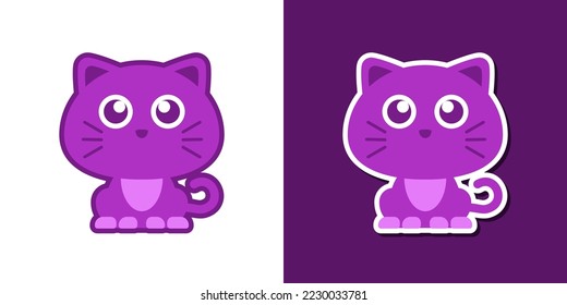 Cat kitten kawaii cartoon vector icon concept. Flat illustration style for mascot, sticker, logo and icon.
