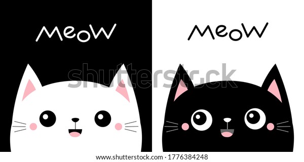 Chat Chaton Ensemble Souriant Chaton Miaou Image Vectorielle De Stock Libre De Droits