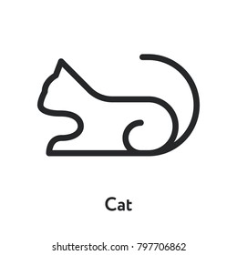 Cat Kitten Pet Sitting Minimal Flat Line Outline Stroke Icon