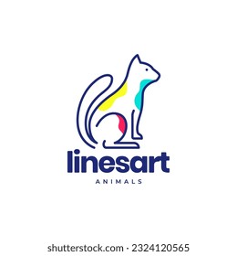cat kitten pets line art colorful abstract modern minimalist mascot logo vector icon illustration