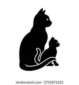 Ligação De Silhueta De Gato E Gatinho
