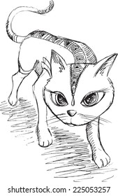 Cat Kitten Sketch Doodle Vektorgrafik Kunst