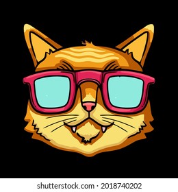 cat kitten sweet funny sunglasses hrow pillow cover 8 x 8 vector design illustration print poster