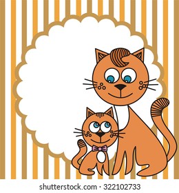 Cat and kitten vector illustration
