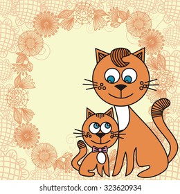 Cat and kitten vector illustration
