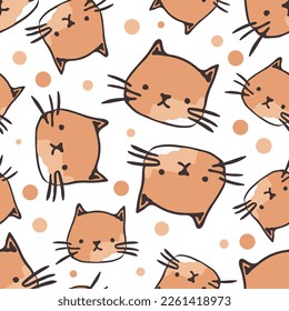 Cat kitten vector seamless pattern wallpaper background doodle cartoon