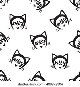 cat kitty ears heart head phrase pattern