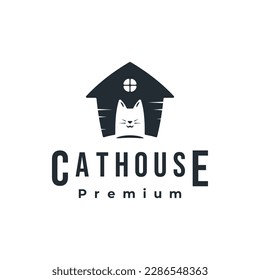 Concepto del logo de la casa de gatos. Cuidado de las mascotas hogar animal hogar creativo vector ilustración