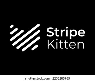 Cat Kitty Kitten Meow Head Abstract Line Art Lines Stripe Straight Stroke Icon Vector Logo Design