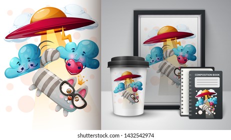 Cat, kitty - mockup for your idea. Vector eps 10