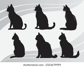 Cat, Kitty, Cat Silhouette, Cat Eps Bundle, Black Cat Eps, Pet Clipart