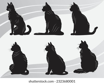 Gato, Kitty, Silhouette De Gatos, Paquete De Eps De Gatos, Eps De Gatos Negros, Clipart De Mascotas