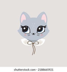 Cat lady bow party cute portrait poster logo kids room decor t  shirt design print nursery butterfly eyes nose little sweet art room decor wall design abstract inspiration sketch nature