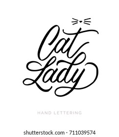 Cat Lady. Fun hand drawn lettering for your design. Can be used for print (bags, t-shirts, home decor, posters, cards) and for web (banners, blogs, advertisement).