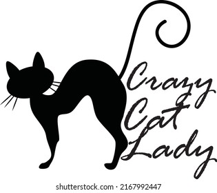 Cat Lady Silhouette on a White background